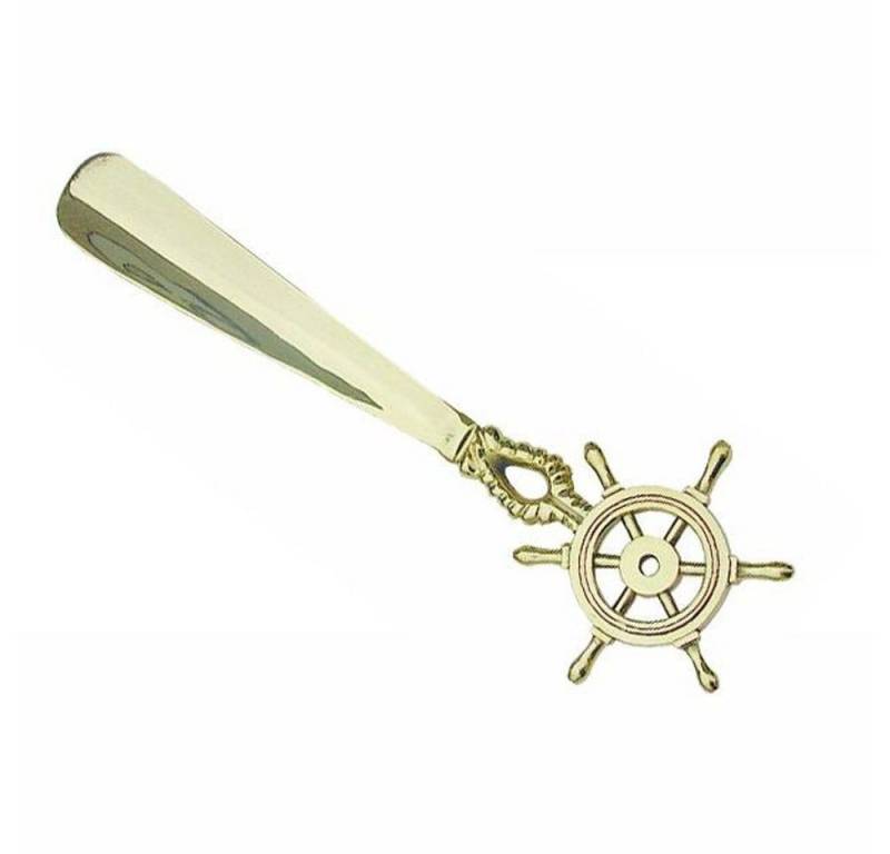 Linoows Schuhlöffel Schuhlöffel Messing Schuhanzieher im Marine Stil, Schuhlöffel mit Steuerrad Griff aus Messing Linoows Schuhlöffel Schuhlöffel Messing Schuhanzieher im Marine Stil, Schuhlöffel mit Steuerrad Griff aus Messing von Linoows