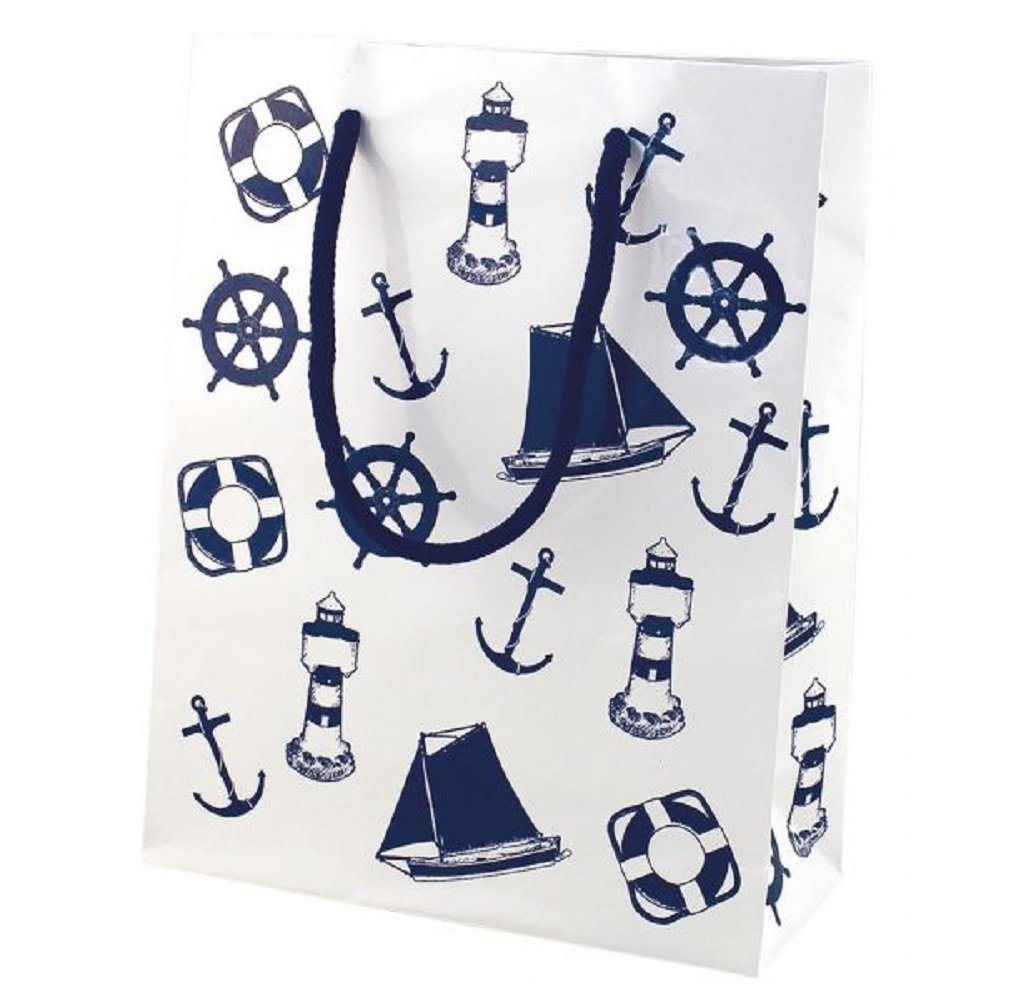 Linoows Tragetasche 10 Geschenktüten, Maritime Papiertüten, Tüten Weiß, Mittelgroße Papiertragetaschen Linoows Tragetasche 10 Geschenktüten, Maritime Papiertüten, Tüten Weiß, Mittelgroße Papiertragetaschen von Linoows