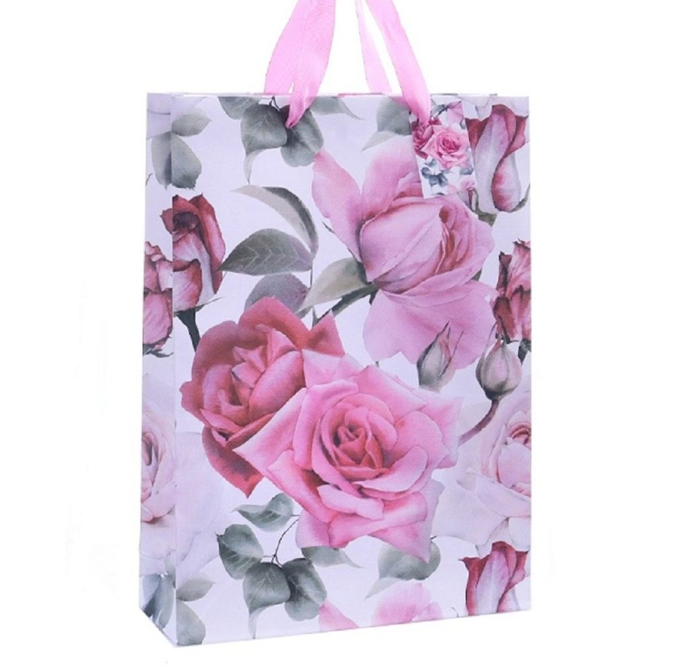 Linoows Tragetasche 10 Stück Geschenktüte 'Rosa Rosen', Papiertüten Tragetaschen Groß 34, Große Papiertragetaschen Linoows Tragetasche 10 Stück Geschenktüte 'Rosa Rosen', Papiertüten Tragetaschen Groß 34, Große Papiertragetaschen von Linoows