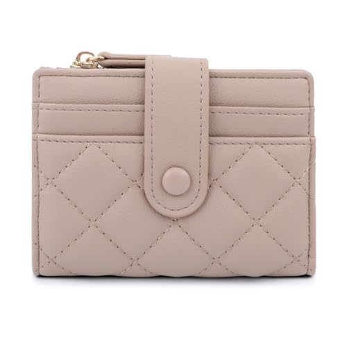 Linpr Damen Geldbörse aus PU Leder, Große Kapazität Geldbeutel mit 6 Kartenfächern und Münzfach mit Reißverschluss, Kleine Tragbare Geldbörse, Stilvolle Portemonnaie im Diamant Design (Kamel) von Linpr