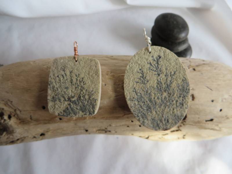 18" Natürliche Deutsche Psialomelana Dendrite Halskette, Anhänger, Draht Gewickelt, Dendrit, Psialomelana von LinsFinalTouch