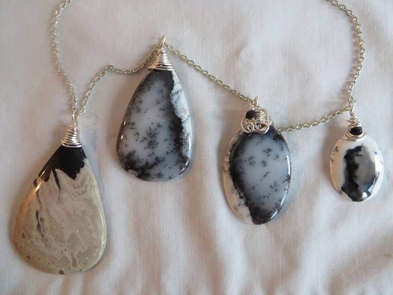 Palmwurzel Achat Und/Oder Dendrite Opal Edelstein Halskette, Anhänger, Opal, Dendrit, Palmwurzel, Palme, Edelstein, Stein, Draht Gewickelt von LinsFinalTouch