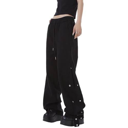 Linsennia Cargohose Damen Y2k Leicht Wide Leg Wanderhose Baggy High Waist Parachute Pants Outdoor Weites Bein von Linsennia