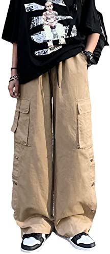 Linsennia Gothic Cargohose Damen High Waist Parachute Pants Herren Mädchen Seitenschlitz Baggy Streetwear Y2K Hose von Linsennia