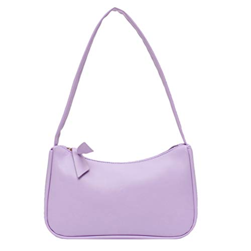 Lintat Unterarmtasche Retro Unterarmtasche Damen Schleife Handtasche PU Leder Solid Farbe Casual Schultertasche für Bankett Freizeit von Lintat
