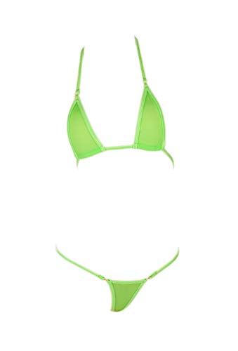 LinvMe Mikro Bikini-Set für Damen, extrem sexy, heiße Seide, Mini Tanga Bademode, Grün , Einheitsgröße von LinvMe