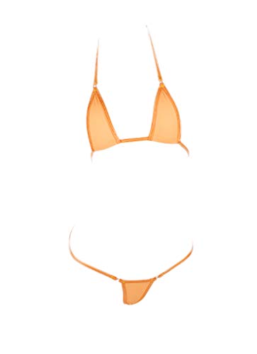 LinvMe Mikro Bikini-Set für Damen, extrem sexy, heiße Seide, Mini Tanga Bademode, Orange/Abendrot im Zickzackmuster (Sunset Chevron), Einheitsgröße von LinvMe