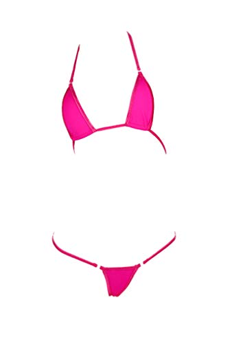 LinvMe Mikro Bikini-Set für Damen, extrem sexy, heiße Seide, Mini Tanga Bademode, Rosenrot, Einheitsgröße von LinvMe