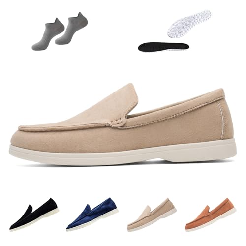 Elevateshoes Loafer, 5CM Elevate Shoes Herren, Non-Slip Invisible Elevate Shoes Herren mit Atmungsaktivem Material, Geeignet füR Die TäGliche Freizeitkleidung(Beige,42) von Liocwocne