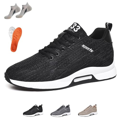 Elevateshoes Sprint, 4/6/8cm Elevate Shoes Herren, Non-Slip Invisible Elevate Shoes Herren mit Atmungsaktivem Mesh, Geeignet füR Die TäGliche Freizeitkleidung(Schwarz 6CM,46) von Liocwocne