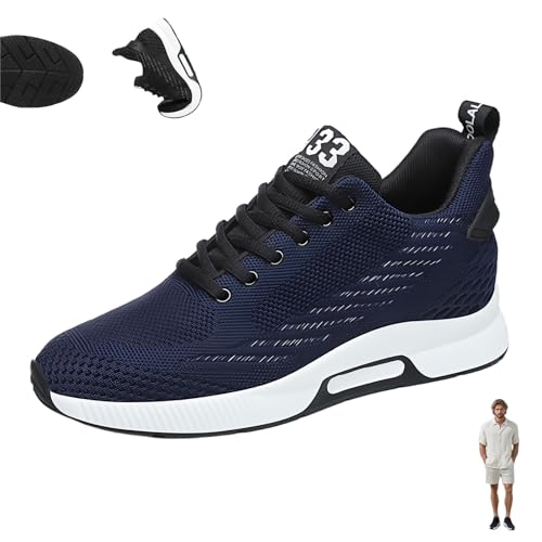 Elevateshoes Sprint Midnight Blue, 4/6/8CM Elevate Shoes Herren, Non-Slip Invisible Elevate Shoes Herren mit Atmungsaktivem Mesh, Geeignet füR Die TäGliche Freizeitkleidung(Blau,45) von Liocwocne