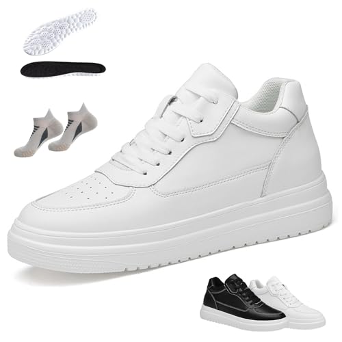 Elevateshoes White Classy Damen, 4/6/8/10cm Elevate Shoes Herren, Breathable Non-Slip Invisible Elevate Shoes Damen, Steigert das Selbstvertrauen, Business & Everyday Use(4CM Weiß,37) von Liocwocne