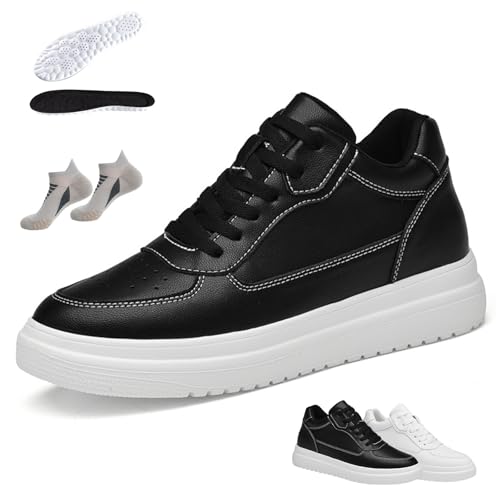 Elevateshoes White Classy Damen, 4/6/8/10cm Elevate Shoes Herren, Breathable Non-Slip Invisible Elevate Shoes Damen, Steigert das Selbstvertrauen, Business & Everyday Use(8CM Schwarz,44) von Liocwocne