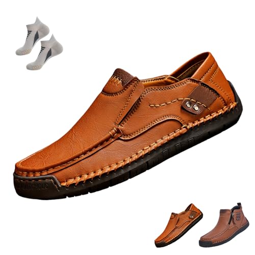 FußWohl OrthopäDische Premium-Stiefel, High-Top Outdoor Schuhe Herren Wasserdicht mit Seitlichem ReißVerschluss und HandgenäHtem Design, Lederschuhe Herren für Lange SpaziergäNge(A(Low-Top),40) von Liocwocne