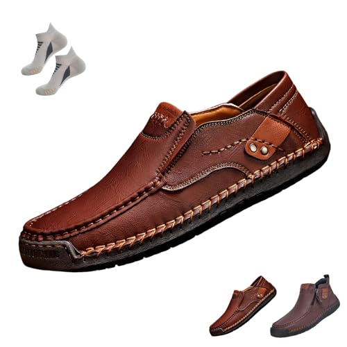 FußWohl OrthopäDische Premium-Stiefel, High-Top Outdoor Schuhe Herren Wasserdicht mit Seitlichem ReißVerschluss und HandgenäHtem Design, Lederschuhe Herren für Lange SpaziergäNge(B(Low-Top),40) von Liocwocne