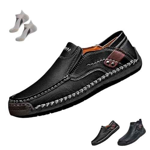 FußWohl OrthopäDische Premium-Stiefel, High-Top Outdoor Schuhe Herren Wasserdicht mit Seitlichem ReißVerschluss und HandgenäHtem Design, Lederschuhe Herren für Lange SpaziergäNge(C(Low-Top),44) von Liocwocne