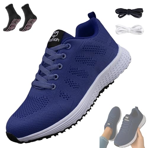 Liocwocne Atmungsaktive OrthoStep-Sneaker–Orthopädischer Komfort und Halt der Extraklasse 2025, Damen Turnschuhe, Ergonomische Unterstützung und Schmerzlinderung(Dunkelblau,39eu) von Liocwocne