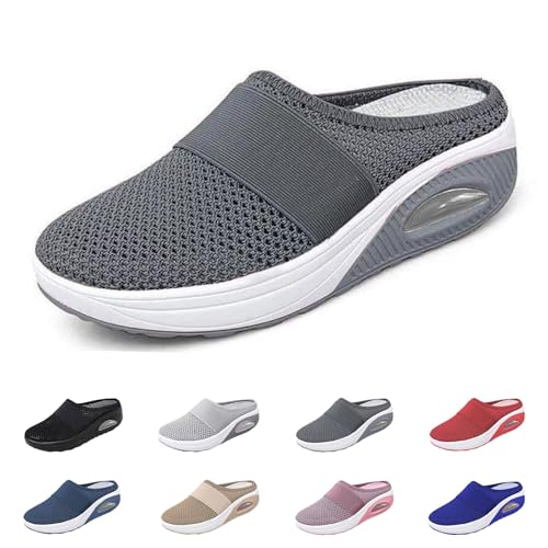 Liocwocne Bequeme Diabetikerschuhe, Diabetiker Schuhe Damen, Air Cushion Slip-On Wochkauf Schuhe, OrthopäDische Hausschuhe Damen füR Den TäGlichen Gebrauch, Bequem und Atmungsaktiv(Dunkelgrau,38) von Liocwocne
