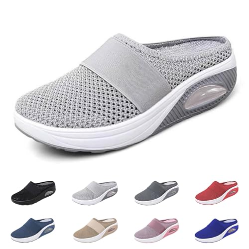 Liocwocne Bequeme Diabetikerschuhe, Diabetiker Schuhe Damen, Air Cushion Slip-On Wochkauf Schuhe, OrthopäDische Hausschuhe Damen füR Den TäGlichen Gebrauch, Bequem und Atmungsaktiv(Grau,43) von Liocwocne