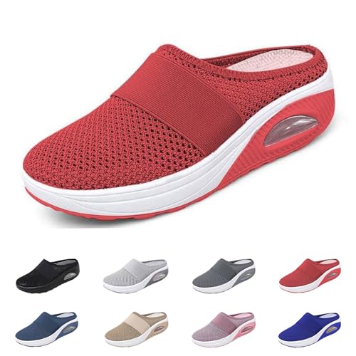 Liocwocne Bequeme Diabetikerschuhe, Diabetiker Schuhe Damen, Air Cushion Slip-On Wochkauf Schuhe, OrthopäDische Hausschuhe Damen füR Den TäGlichen Gebrauch, Bequem und Atmungsaktiv(Rot,39) von Liocwocne