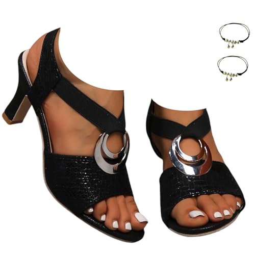 Liocwocne Jasmina – Elegante Riemchenpumps mit Zierschnalle, Weinrich-Mode Sandaletten Damen mit Absatz, Partyschuhe, Brautschuhe, Rutschfest und Atmungsaktiv, Stilvolles Aussehen(Schwarz,41) von Liocwocne