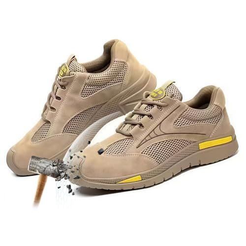 Liocwocne Leichte Atmungsaktive Stahlkappen-Wanderschuhe füR MäNner, Sicherheitsschuhe Herren, VerschleißFest und rutschfest, DurchstoßFest(40) von Liocwocne
