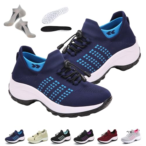 Liocwocne Orthofit - Ergonomische Schmerzlindernde Komfort-Schuhe füR Damen, OrthopäDische Schuhe Damen, Atmungsaktiv und rutschfest Orthofit Schuhes füR Outdoor-AktivitäTen, Den Alltag(Blau,45) von Liocwocne