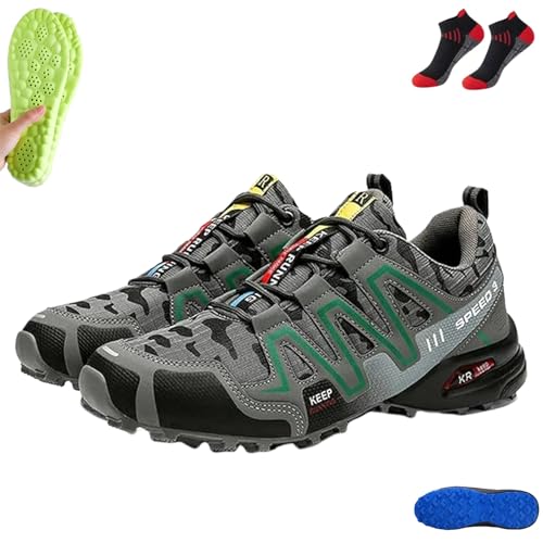 Liocwocne Orthopädischer Lauf- & Wanderschuh - Terragrip - Unisex, Keep Running Speed 3, Ergonomische Schmerzlindernde wasserdichte Verhindert Ausrutschen Trekkingschuhe(Dunkelgrau,42) von Liocwocne
