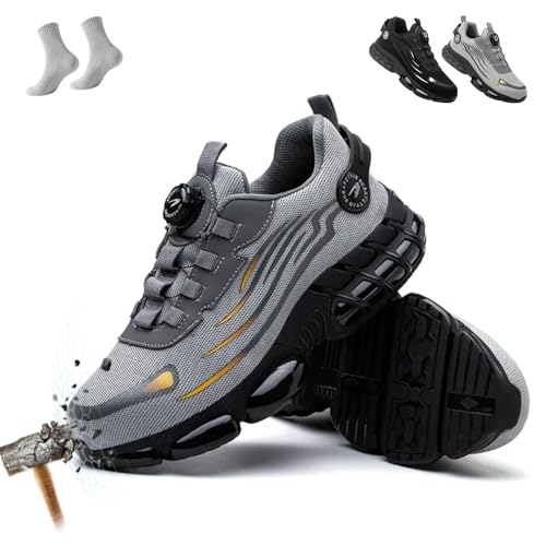 Liocwocne Vanolo Steelstep Ortho, Sicherheitsschuhe Herren S3 mit KnopfschnüRung, Anti-Smash und Anti-Punktur Sicherheitsschuhe Unisex, Bequem und Atmungsaktiv(Grau,38) von Liocwocne