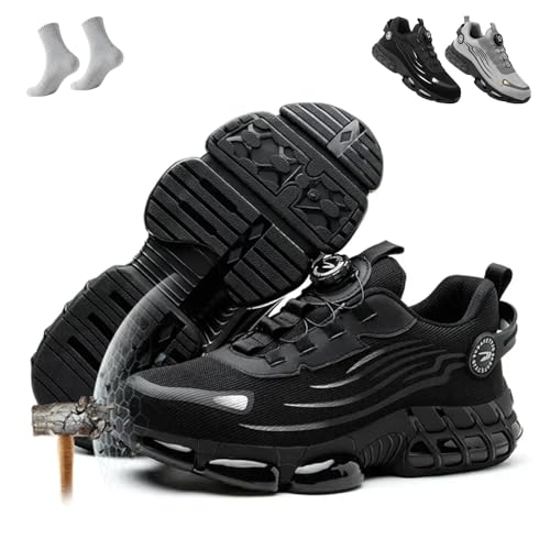 Liocwocne Vanolo Steelstep Ortho, Sicherheitsschuhe Herren S3 mit KnopfschnüRung, Anti-Smash und Anti-Punktur Sicherheitsschuhe Unisex, Bequem und Atmungsaktiv(Schwarz,50) von Liocwocne