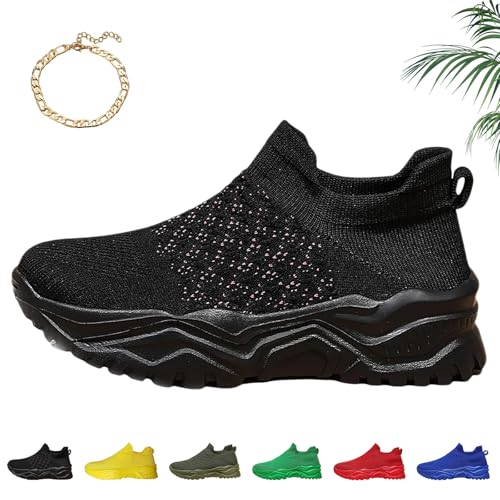 Liocwocne Vivacare+ Ergonomische & Rutschfeste Schmerzlinderungs-Schuhe, Mode OrthopäDische Sandalen Damen, Atmungsaktiv Mesh Slip On Sneakers Damen, Weich und Rutschfest(Dunkelviolett,38) von Liocwocne
