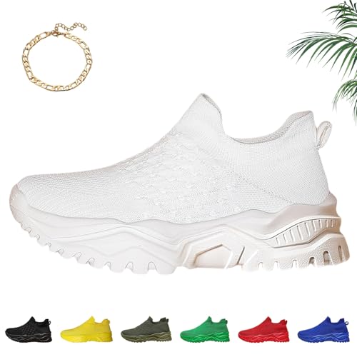 Liocwocne Vivacare+ Ergonomische & Rutschfeste Schmerzlinderungs-Schuhe, Mode OrthopäDische Sandalen Damen, Atmungsaktiv Mesh Slip On Sneakers Damen, Weich und Rutschfest(Weiß,39) von Liocwocne