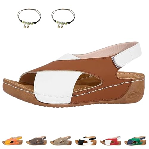 Liocwocne Vivafree - Ergonomische & Rutschfeste Sandalen Zur Schmerzlinderung, Plateau Sandalen Damen mit Klettverschluss, OrthopäDische Sandalens Damen füR Arbeit, Freizeit, Alltag(Braun,43) von Liocwocne