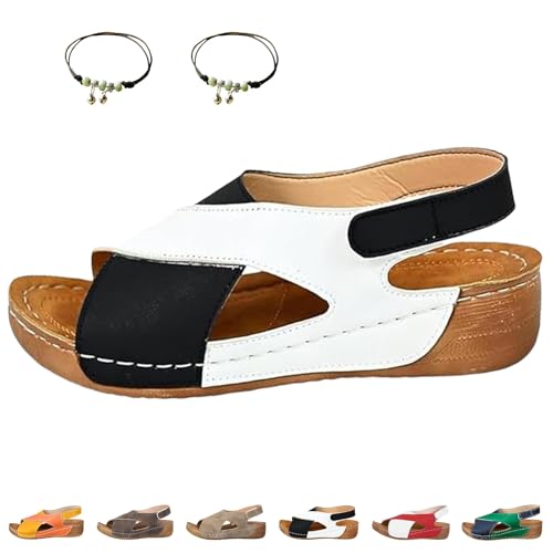 Liocwocne Vivafree - Ergonomische & Rutschfeste Sandalen Zur Schmerzlinderung, Plateau Sandalen Damen mit Klettverschluss, OrthopäDische Sandalens Damen füR Arbeit, Freizeit, Alltag(Schwarz,41) von Liocwocne