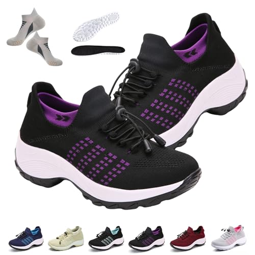 Orthofit - Ergonomische Schmerzlindernde Komfort-Schuhe füR Damen, OrthopäDische Schuhe Damen, Atmungsaktiv und Rutschfest Orthofit Schuhes füR Outdoor-AktivitäTen, Den Alltag(Schwarzviolett,45) von Liocwocne