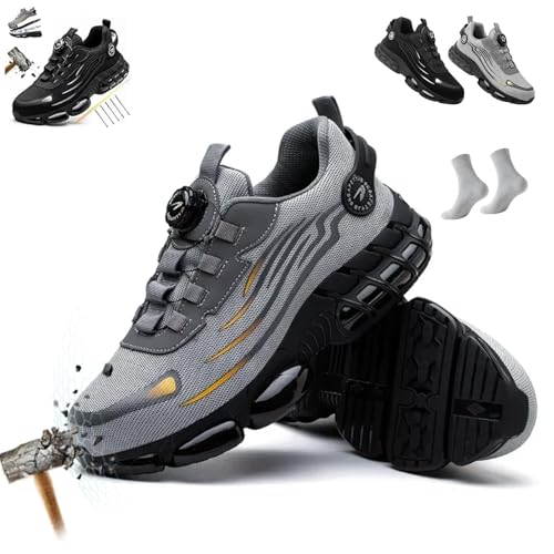 Safestep Sicherheitsschuhe, Safestep - Ergonomischer und Schmerzlindernder Sicherheitsschuh, Sicherheitsschuhe Herren S3 Leicht mit KnopfschnüRung, Anti-Smash & Anti-Puncture(Grau,37) von Liocwocne