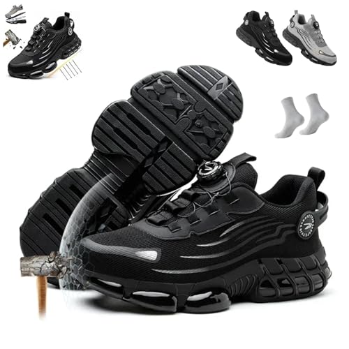 Safestep Sicherheitsschuhe, Safestep - Ergonomischer und Schmerzlindernder Sicherheitsschuh, Sicherheitsschuhe Herren S3 Leicht mit KnopfschnüRung, Anti-Smash & Anti-Puncture(Schwarz,39) von Liocwocne