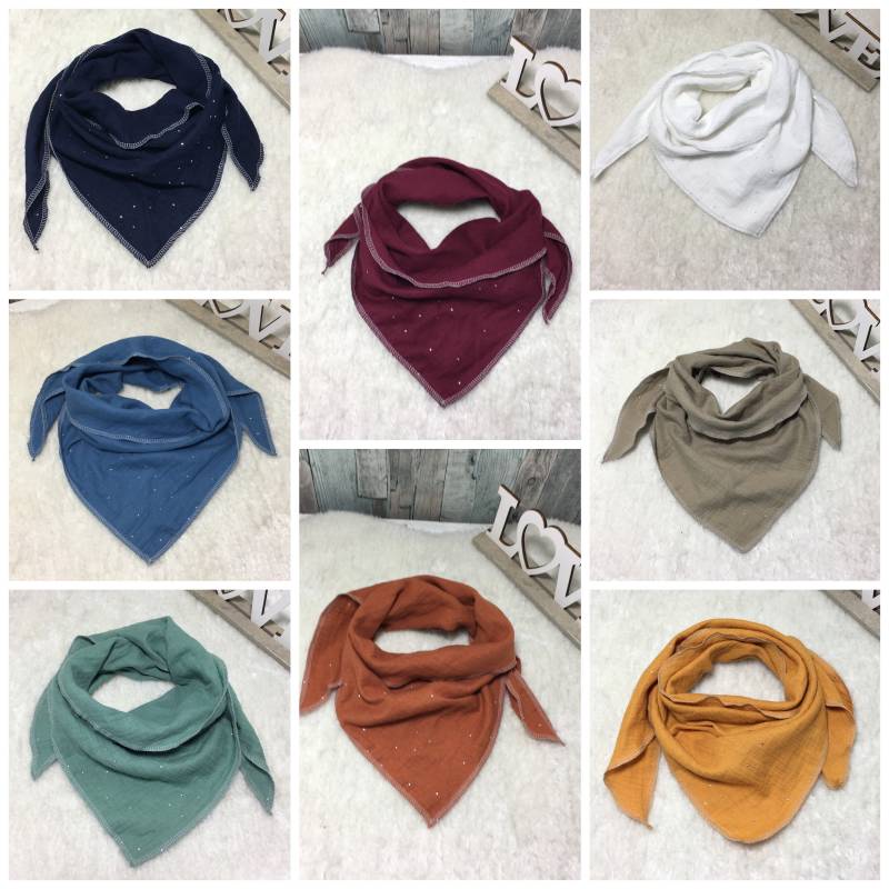 Baby Kleinkind Halstuch Silber Tupfen Dreieckstuch Musselin Wickelschal Tuch Handmade Schal von Liolinos