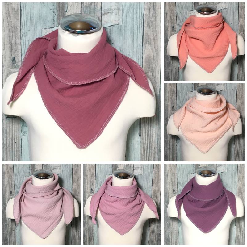 Baby Musselinhalstuch Uni Rosa, Lila, Beere Versch. Farben Dreieckstuch Musselin Wickelschal Tuch Handmade Schal von Liolinos
