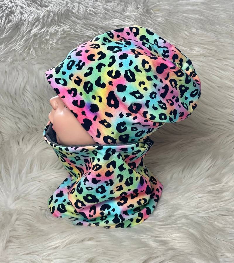 Beanie Loop Leoprint Leo Optik Bunt 39-60 Kindermütze, Schal , Mütze Mit Oder Einzeln , Kleinkind Set Halstuch Mädchen Kind Baby von Liolinos