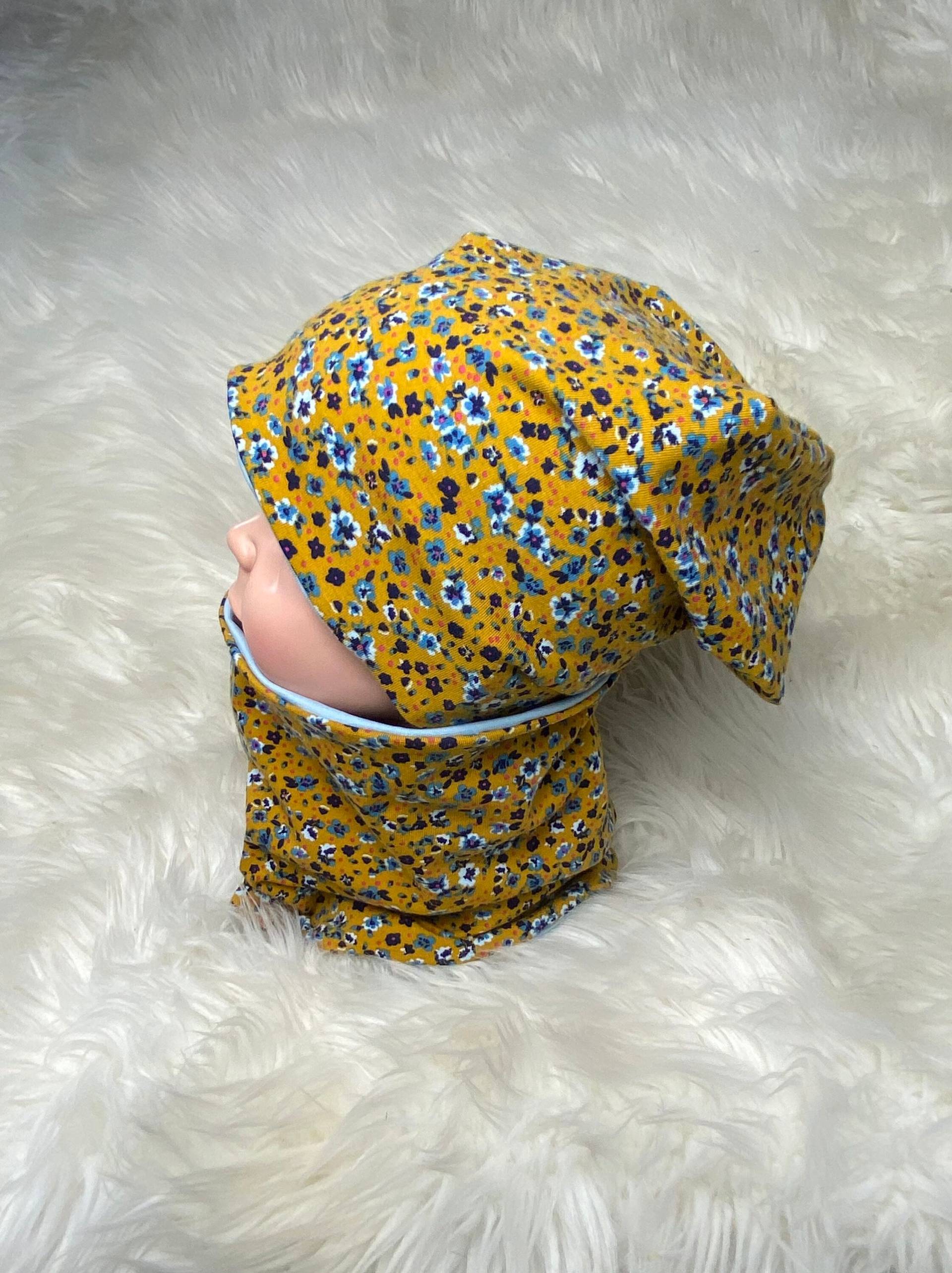 Beanie & Loop „Blumen Wiese Gelb " 39-60 cm Set, Mädchen, Frau, Schal , Mütze Mit Schal Beanie & Loop „Blumen Wiese Gelb " 39-60 cm Set, Mädchen, Frau, Schal , Mütze Mit Schal von Liolinos