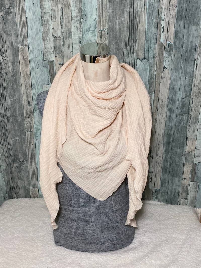 Dreieckstuch Halstuch "Creme/Kiesel " Musselin Wickelschal Tuch Handmade Schal Einlagig von Liolinos