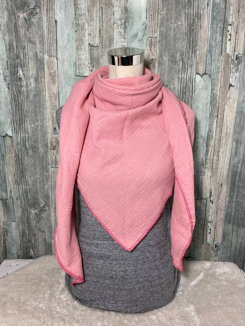 Dreieckstuch Halstuch Damen Xxl Aus Musselin"Altrosa" Musselin Wickelschal Tuch Handmade Schal Einlagig von Liolinos