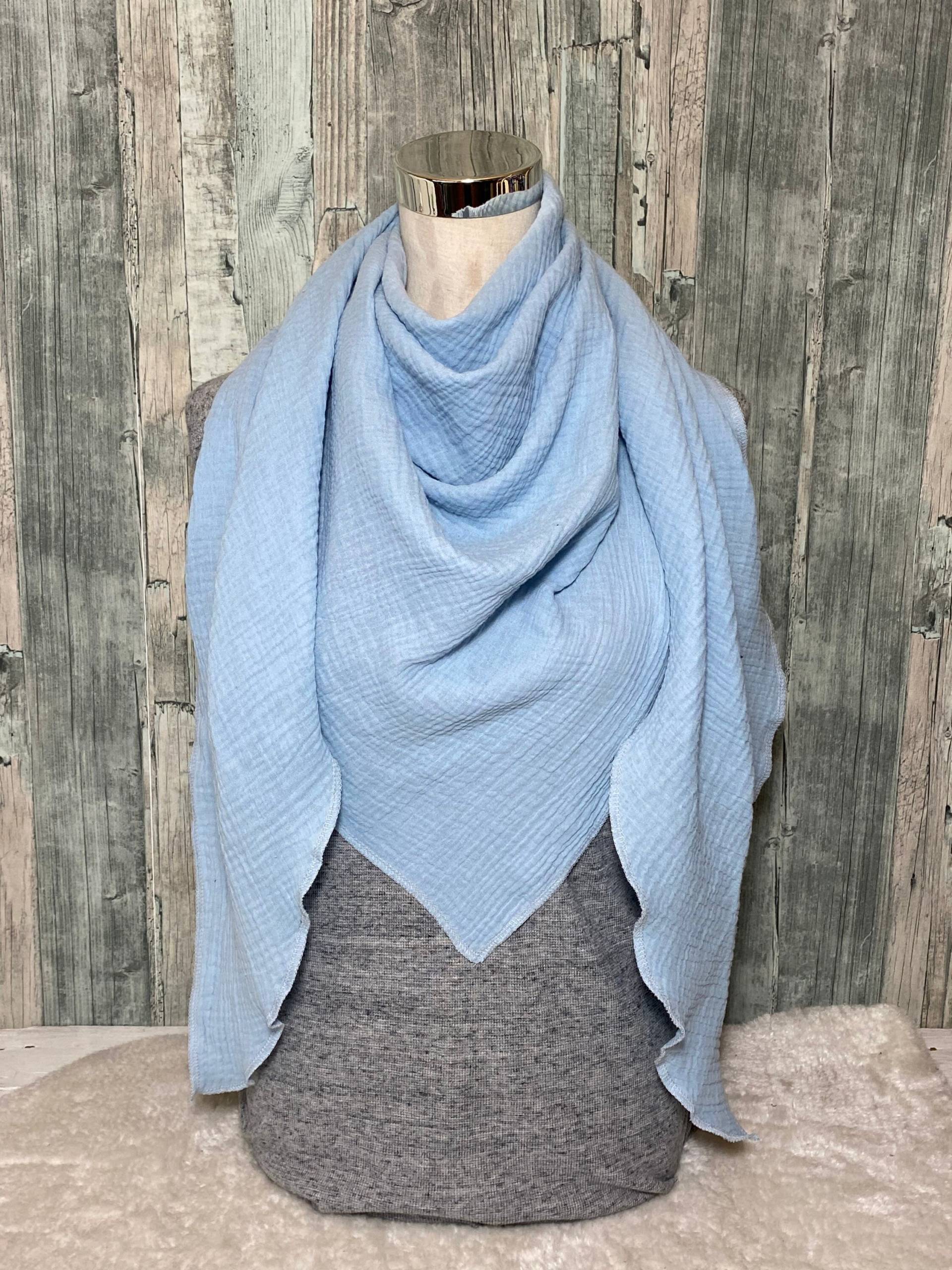 Dreieckstuch Halstuch Damen Xxl Aus Musselin"Hellblau" Musselin Wickelschal Tuch Handmade Schal Herbstlich Einlagig Dreieckstuch Halstuch Damen Xxl Aus Musselin"Hellblau" Musselin Wickelschal Tuch Handmade Schal Herbstlich Einlagig von Liolinos