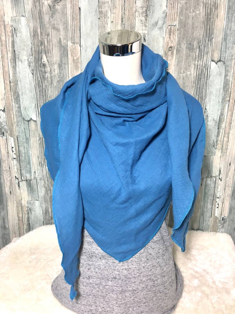 Dreieckstuch Halstuch Damen Xxl Aus Musselin"Indigo Blau" Musselin Wickelschal Tuch Handmade Schal Herbstlich Einlagig von Liolinos