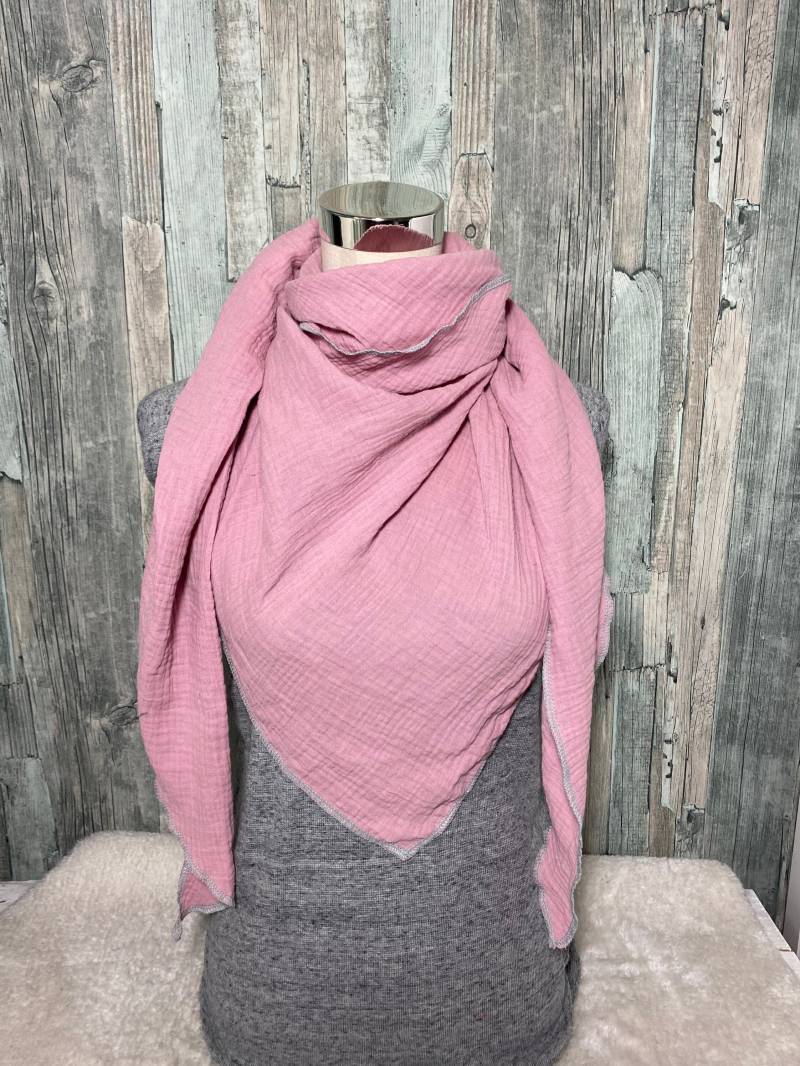 Dreieckstuch Halstuch Damen Xxl Aus Musselin"Lila " Musselin Wickelschal Tuch Handmade Schal Einlagig von Liolinos