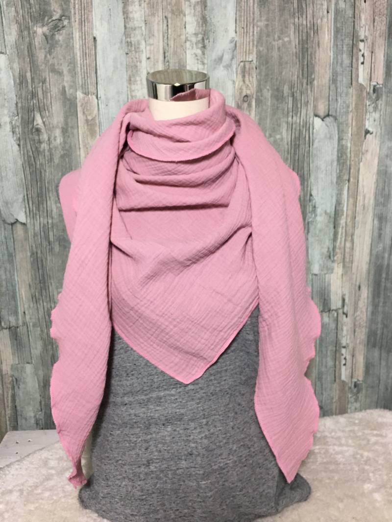 Dreieckstuch Halstuch Damen Xxl Aus Musselin"Lila " Musselin Wickelschal Tuch Handmade Schal Einlagig von Liolinos