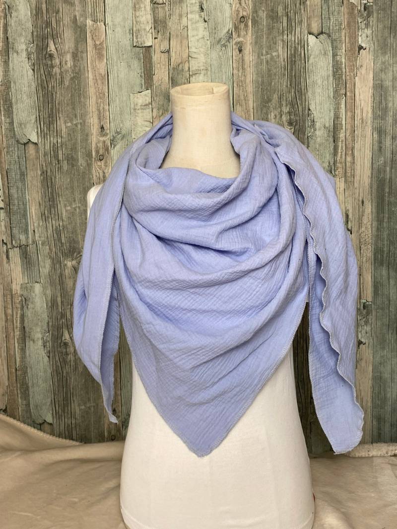 Dreieckstuch Halstuch Damen Xxl Musselin"Lila-Blau " Musselin Wickelschal Tuch Handmade Schal Einlagig von Liolinos