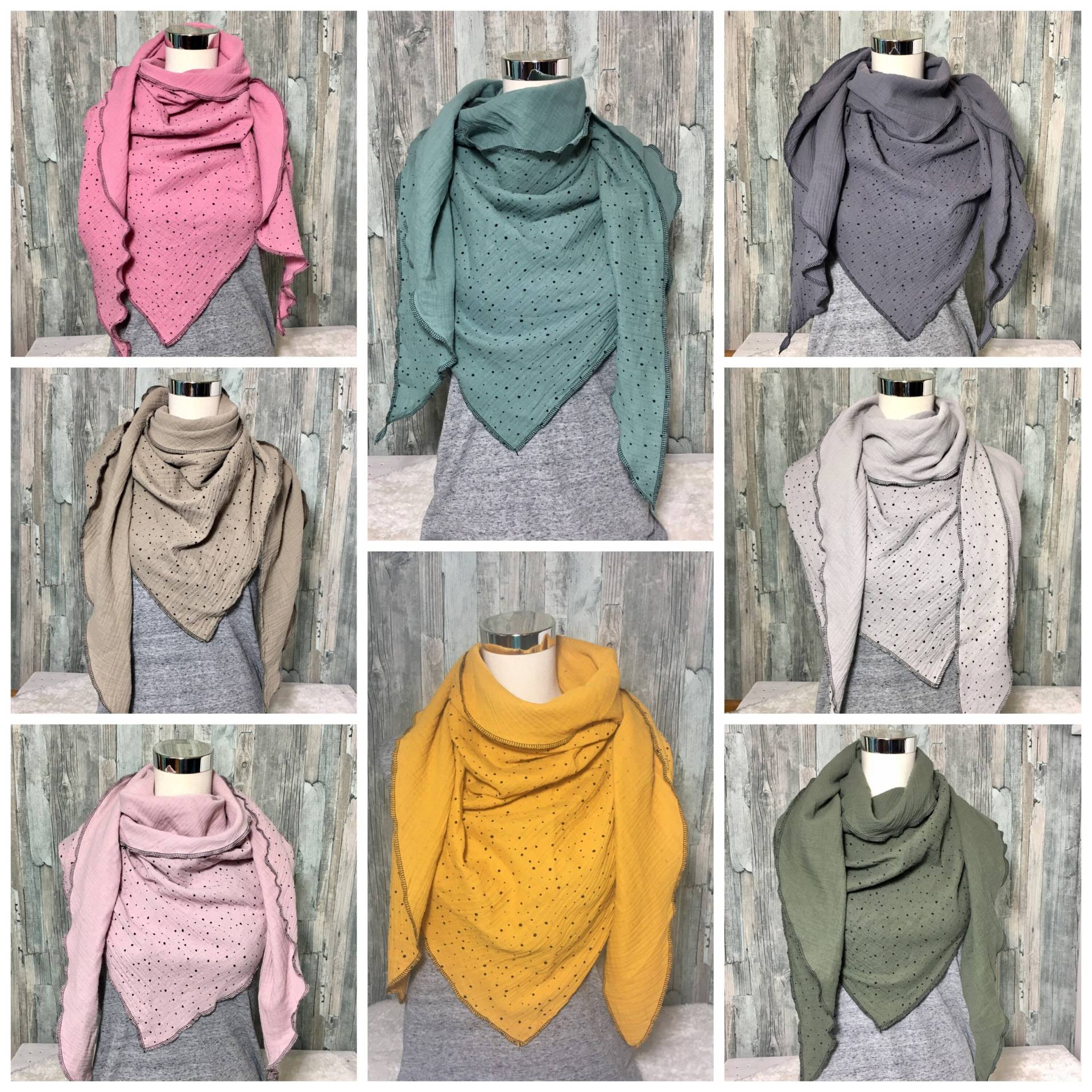 Dreieckstuch Halstuch Damen Xxl "Uni Mit Schwarzen Punkten " Musselin Wickelschal Tuch Handmade Schal Einlagig Genäht Dreieckstuch Halstuch Damen Xxl "Uni Mit Schwarzen Punkten " Musselin Wickelschal Tuch Handmade Schal Einlagig Genäht von Liolinos