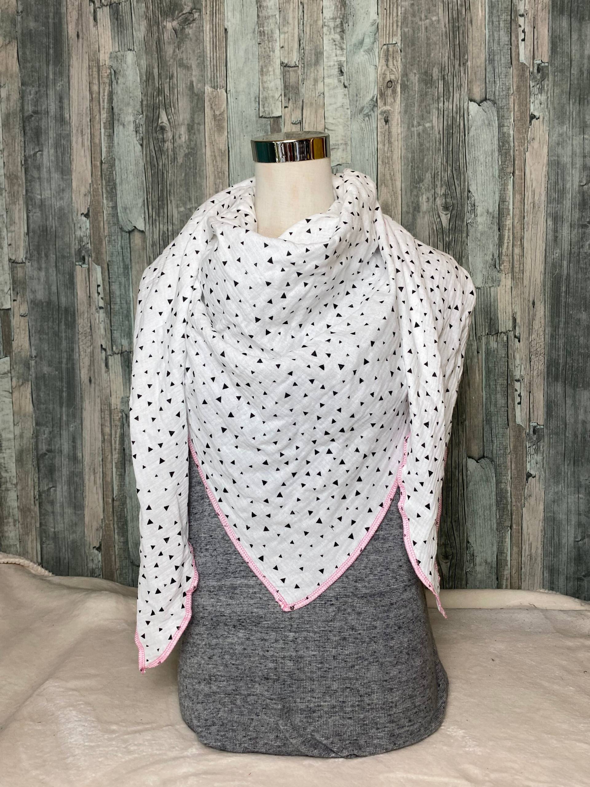 Dreieckstuch Halstuch Dreiecke Schwarz Weiss " Musselin Wickelschal Tuch Handmade Schal Einlagig Dreieckstuch Halstuch Dreiecke Schwarz Weiss " Musselin Wickelschal Tuch Handmade Schal Einlagig von Liolinos